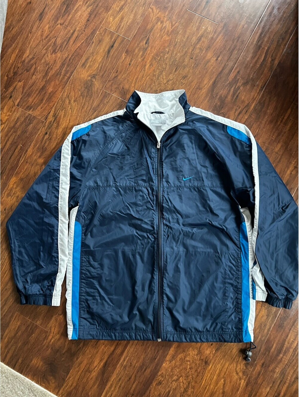 Nike Men's Vintage Windbreaker Jacket 90s Size Large Blue Color Block Full Zip